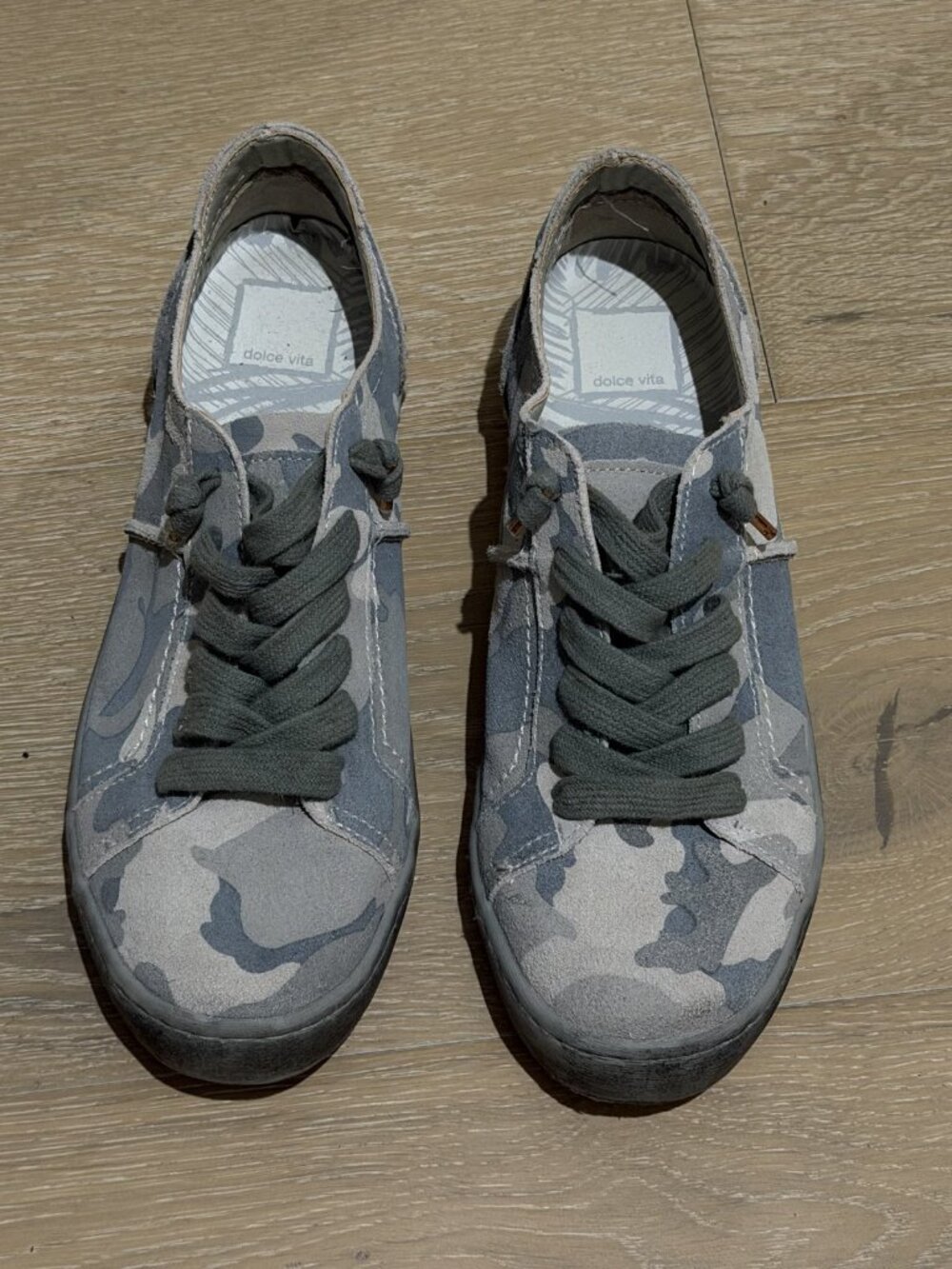 Dolce Vita Gray Camo Print Lace-Up Sneakers